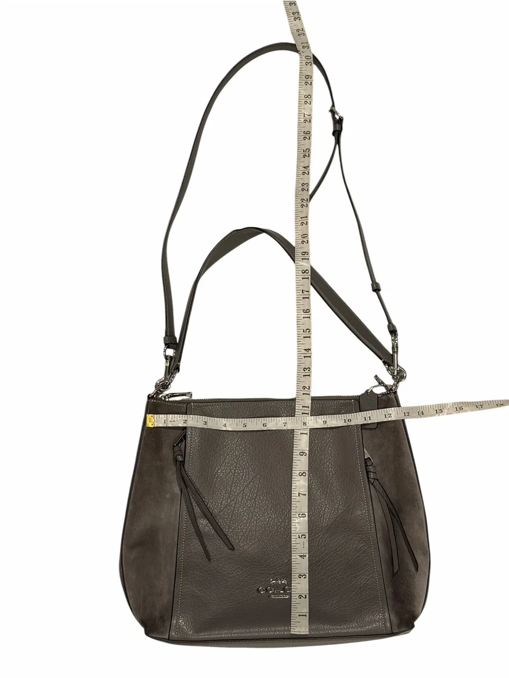 Coach F79995 Marlon Hobo Heather Gray Leather/Suede 2/Way Shoulder Bag